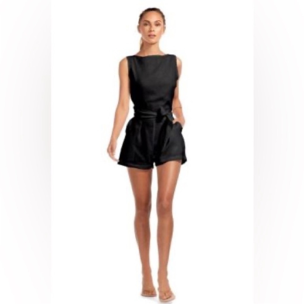 Vitamin A Martinique Romper Ecolinen linen Black